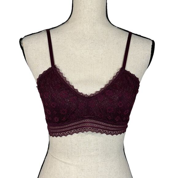 Victoria’s Secret Small Bralette Floral Lace Adjustable Straps Stretch Purple - Picture 1 of 9